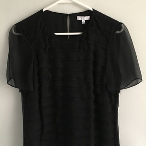 Adam Lippes Silk Black Short Sleeve Shirt Size 4